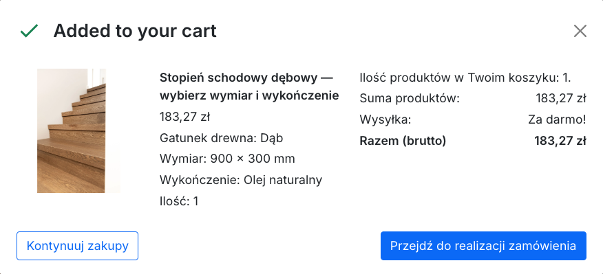 Koszyk z produktem wariantowym