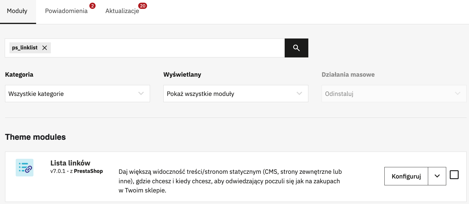 Moduł Lista linków