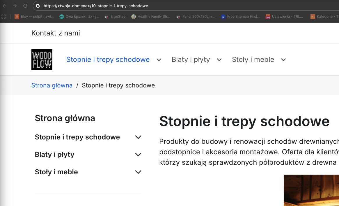 URL kategorii w przeglądarce