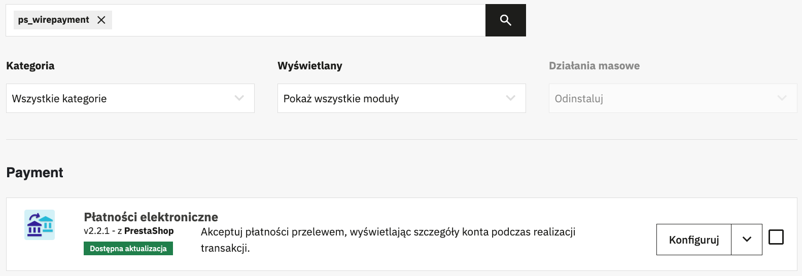 Moduł przelewu w BO