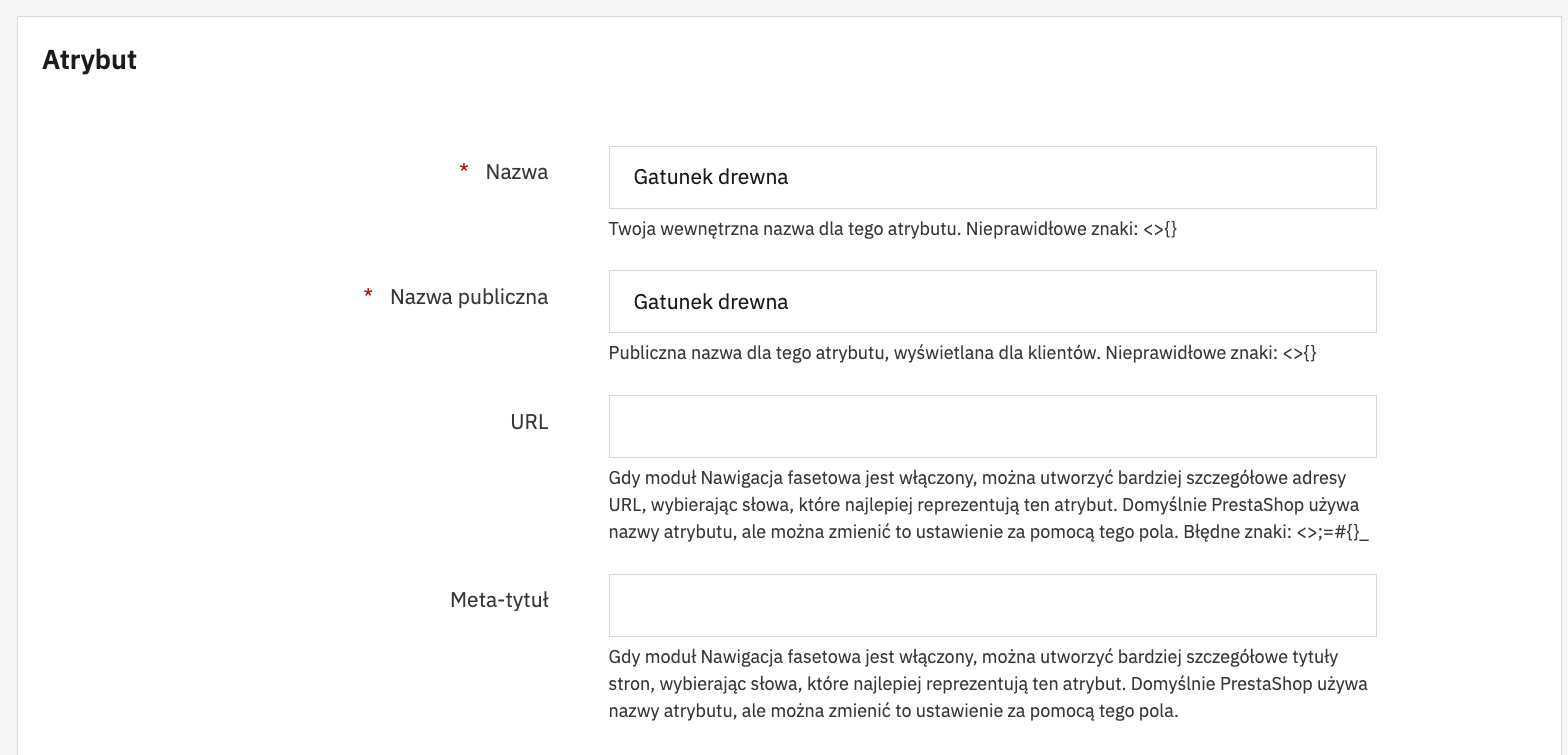 Nowa grupa atrybutów