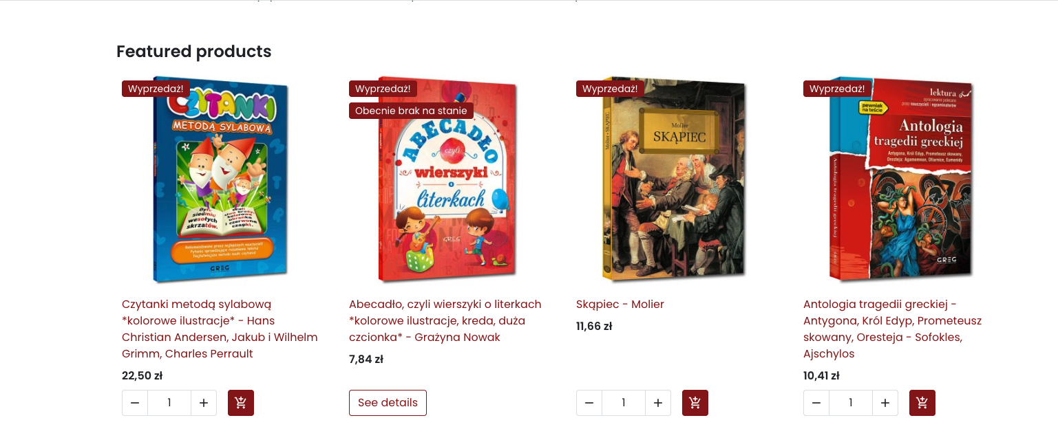 Nowy sklep Unikat — wygląd kafelków produktów na stronie głównej